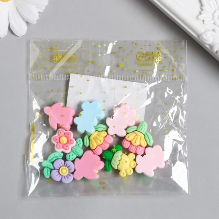 Decor for creativity plastic "Field flowers" set 10 pcs mix-2