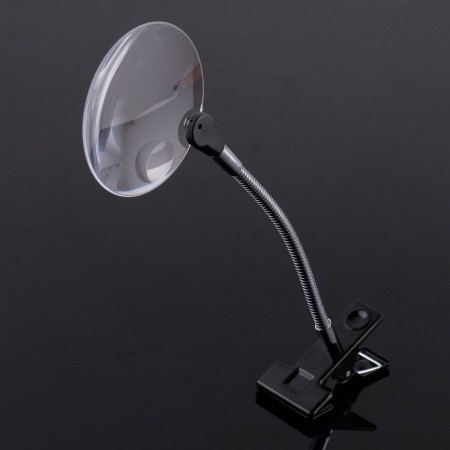 Lupa table 3x, 8x, diameter 9cm, on a flexible leg, with a clothespin