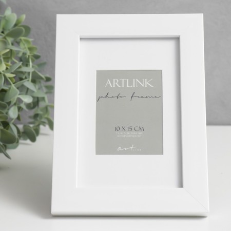 Photo frame Plastic "Gloria" 10x15 cm, with Passpartu, white