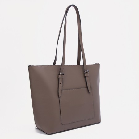 David Jones zipper bag, external pocket, beige/brown-3