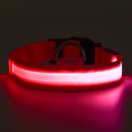 Collar with backlight size M, Osh 40-48 x 2.5 cm, 3 glow modes Pink-10