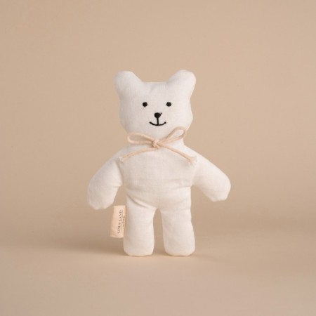 Soft toy "Bear" with a bow, 17 cm, white color-1