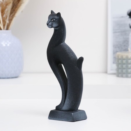 Figure "Cat Lynx" Black with silver 7x5x21cm-1