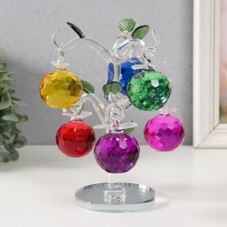 Suvenir glass "Crystal apple tree with colored apples" 14x14x17 cm