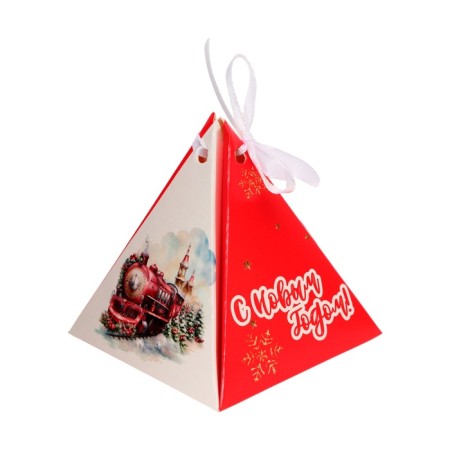 New Year. Bonbonniere, New Year's gift packaging “Statches with gifts”, 7 × 7 × 7.5 cm.-2