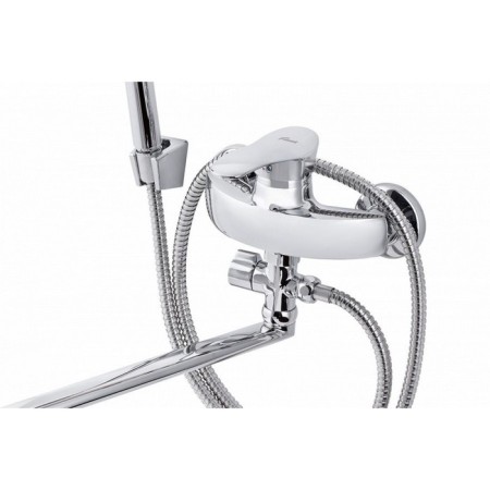 FAUZT FZS-814-124 bathtub mixer, single-leaf, pour 340 mm, watering can, chrome-1