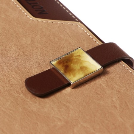 Organizer on the rings of A6+, 80 sheets, leatherette, with a stream, a line, with a handle, in a gift box, brown-4