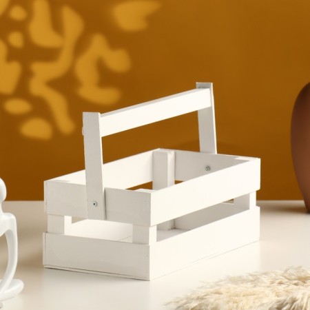 Wooden Kashpo 24.5 × 13.5 × 9 cm "Two Light", two -string, white give beautifully-2