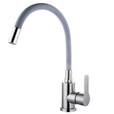 Fashun A54101-12 kitchen mixer, single-legged, flexible spout, stainless steel, satin, gray