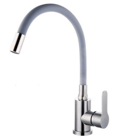 Fashun A54101-12 kitchen mixer, single-legged, flexible spout, stainless steel, satin, gray