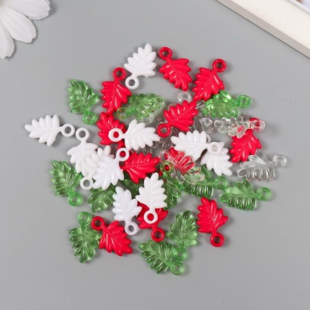 Decor for creativity "Leaves. Pink, green, white and transparent" nr 20 g 2.2x1.4x0.4 cm 99280