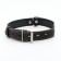 A skinny-skinned leather collar with a plate, 60 x 3 cm, Osh 45-57 cm, black