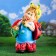 Garden figure "Gnome Girl Boy Cowdow with Grapes" 44x21x64cm