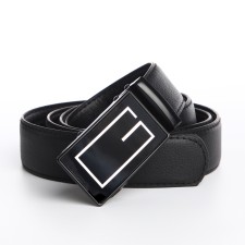 Male belt, width 3.5 cm, buckle machine, black color