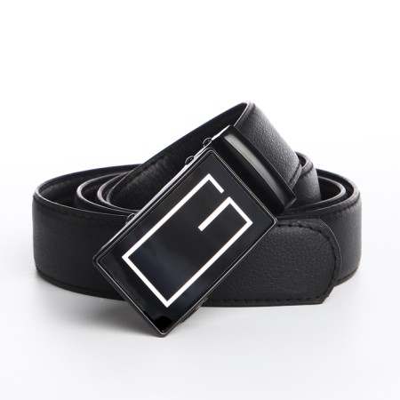 Male belt, width 3.5 cm, buckle machine, black color
