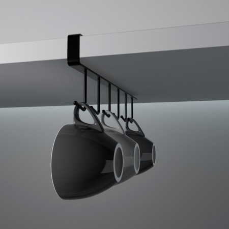 Kitchen holder suspended for 6 objects of the share, 1.5 × 26 × 7 cm, black color-6