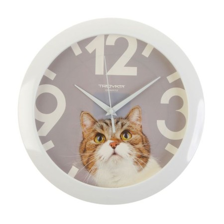 Wall clock, series: animal world, "cat", d = 29 cm, white rim