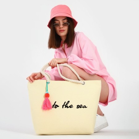 Bag Women's Beach Into the Sea, 50x34.5x14 cm, beige color-5