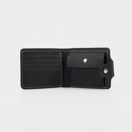 Male purse on a button, for cards, for coins, black color-2