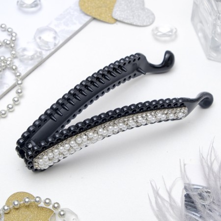 Hair banana "Pearl paradise" 11 cm, black-1