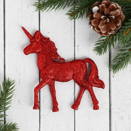 Christmas tree decoration "Unicorn Brill" (set 2 pcs) 7x11 cm, mix