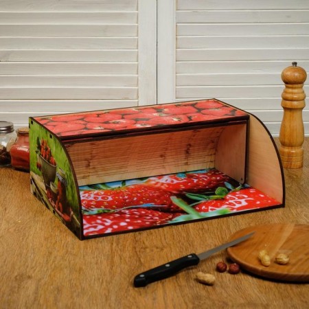 Wooden breadstone "Sadovaya strawberry", color, 38x26x14 cm-1