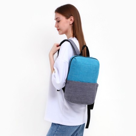 School backpack, lightning department, external pocket, blue/gray color-5