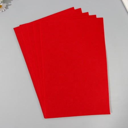 Set of soft felt (5 sheets) 1 mm 20x30 cm, red