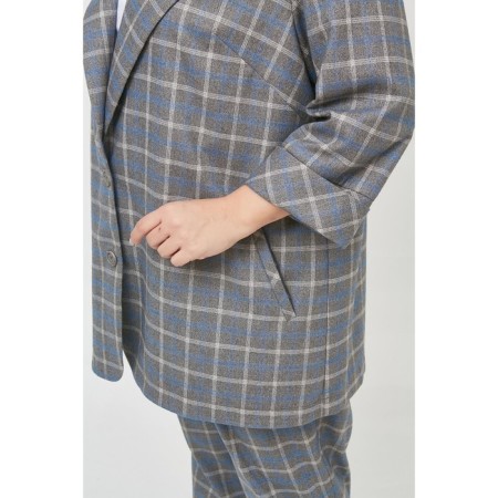 Female costume, size 54, gray-blue color-4
