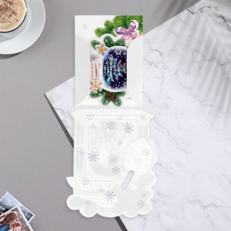 Mini-postcard "New Year's prediction" embossing, Santa Claus, 11.4x22,1 cm-1