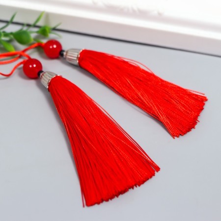 Decor for creativity Textile "Brush with a bead" Red set 2 pcs 10x1 cm-1