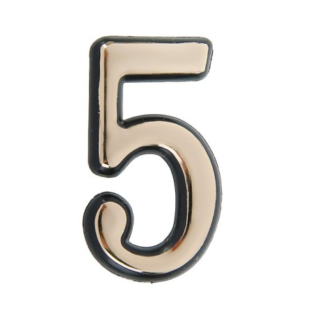 Door number "5", plastic, gold color