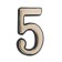 Door number "5", plastic, gold color