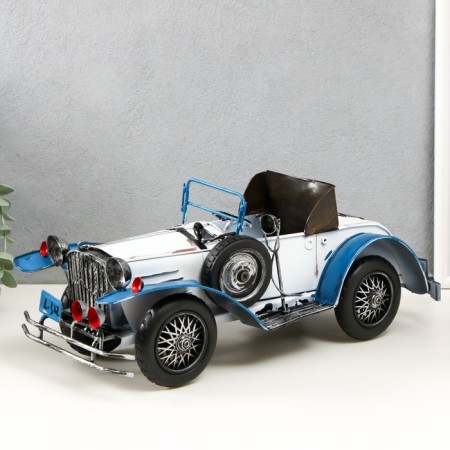 Metal souvenir "Retro. White-blue car" 35.5x15.5x14 cm-3