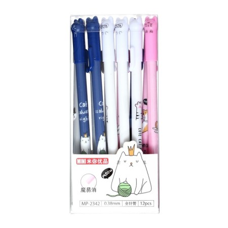 Gel handle with erased ink Calligrata, 0.38mm, blue rod, Cat "Cat", mix-5