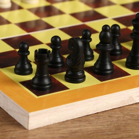 Chess is table, 29 x 29 cm, woodboard, plastic figures-1