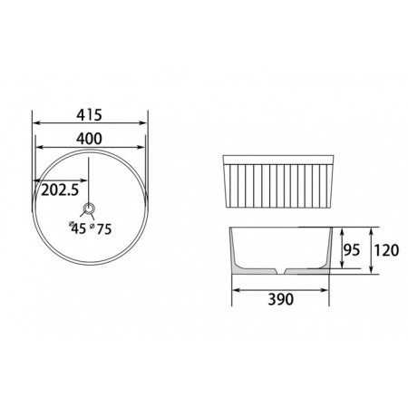 ABBER Bequem AC2114 sink, invoice, 415x415x120 mm, white-6