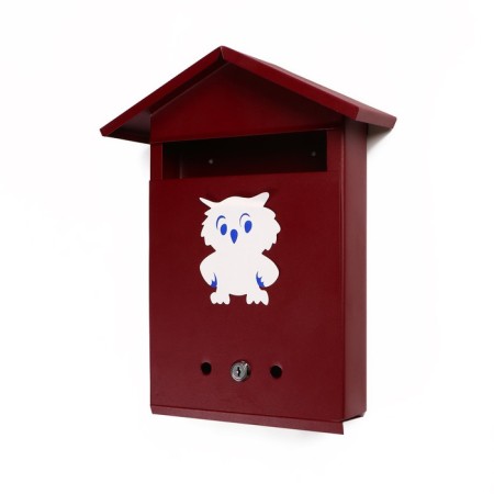 Mail box with a lock, vertical, "house", cherry-6