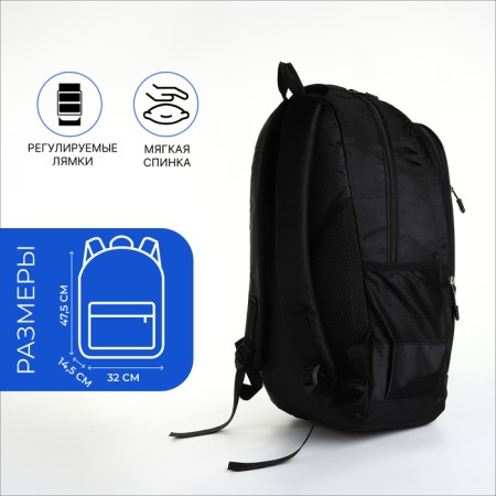 Youth backpack from textiles on lightning, 4 pockets, black/blue color-1