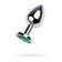 Anal plug Metal by Toyfa, silver, emerald, 8 cm, d = 3.4 cm