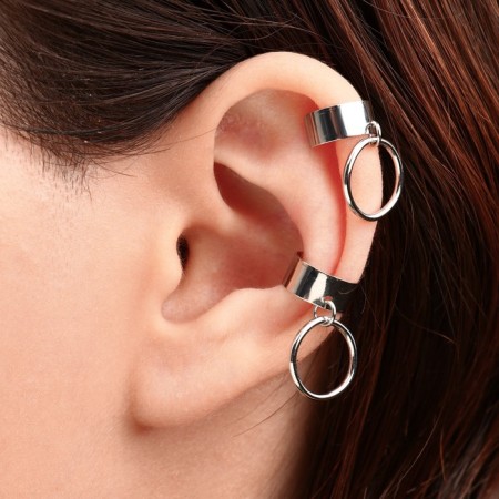 Earrings "caffes" of rings and pipes, color silver