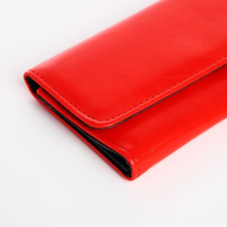 Women's wallet on the button, red color-2