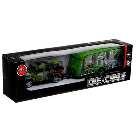 Metal machine with a dinosaur trailer, doors open, mixing color-11