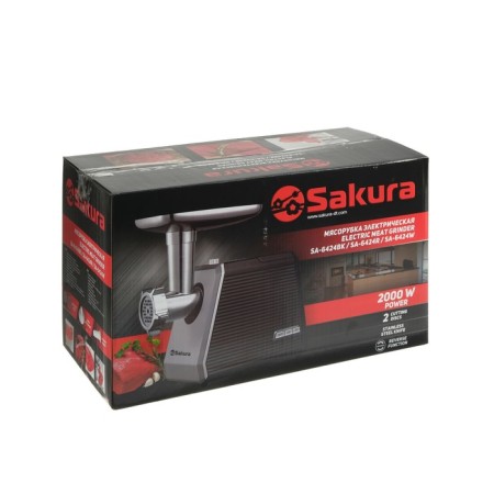 Electric meat grinder Sakura SA-6424BK, 2000 watts, nozzles for sausages and sausages, black-6