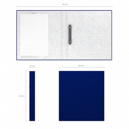 Folder on 2 rings, A4, Erichkrause Standart, 35 mm, 2000 μm, laminated, solid cover, blue-1
