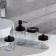 A set of bathroom accessories, 4 items (dispenser, glass for brushes, 2 jars), black color