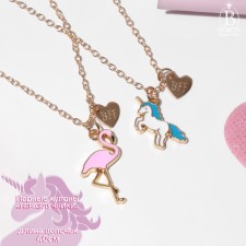 Kuulons Demetrons “Chosenka” Flamingo and Unicorn, 2 chains, colored in gold