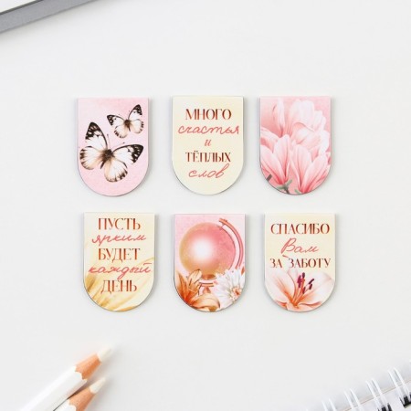 Magnetic bookmarks on the substrate “Dear Educator”, 6 pcs.-2