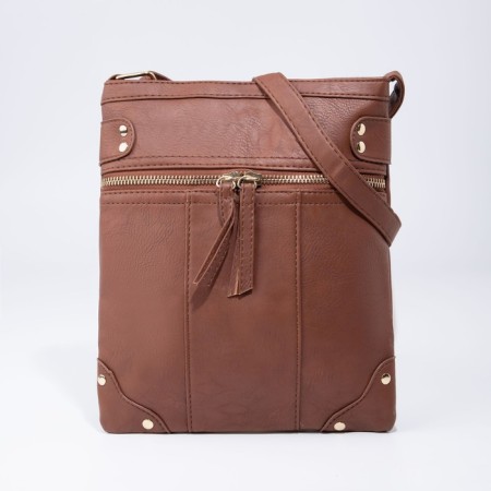 Cross-Bodi Bag on a zipper, brown color
