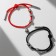 Bracelets "Demetrons" on a magnet, a double bead with a heart, black-red color, 8 cm